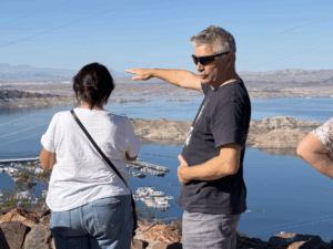 Looking at the view of Lake Mead from the Hoover Dam 