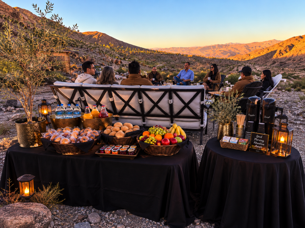 Continental breakfast before departure from Vegas Glamping 